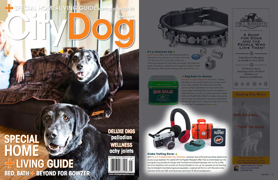 P.L.A.Y.'s Globetrotter Plush Toy Set was highlighted in CityDog Magazine's fall issue.