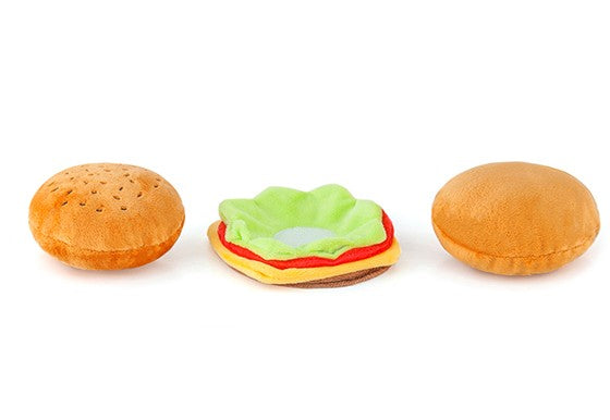 Burger Plush Dog Toy