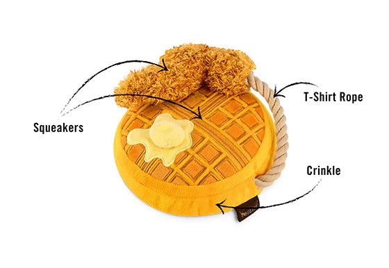 Barking Brunch (Mini) Chicken and Waffle XS  - Dog Toys